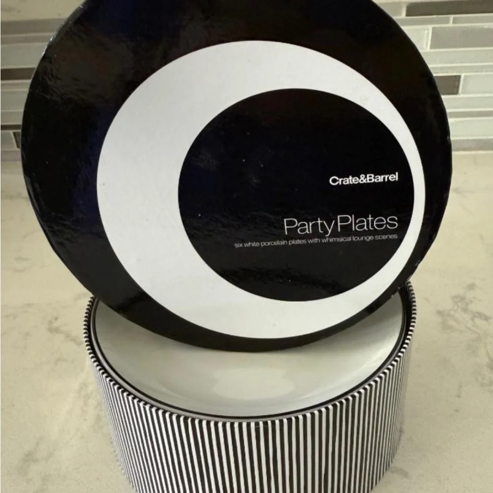 Crate & Barrel White Porcelain Party Plates Set of 6 | 6½